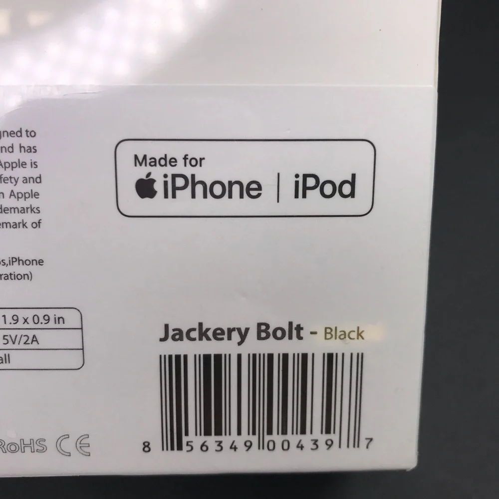 Jackery Bolt 6000mAh Portable iPhone Charger Black  New Sealed